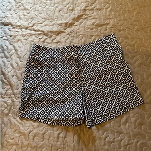 LOFT Black and White Patterned High Waist Shorts